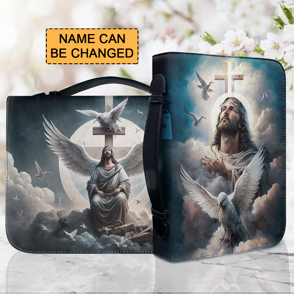 Christianartbag Bible Cover, Jesus Cross With Doves Personalized Bible Cover, Personalized Bible Cover, Purple Bible Cover, Christmas Gift, CABBBCV01170923. - Christian Art Bag