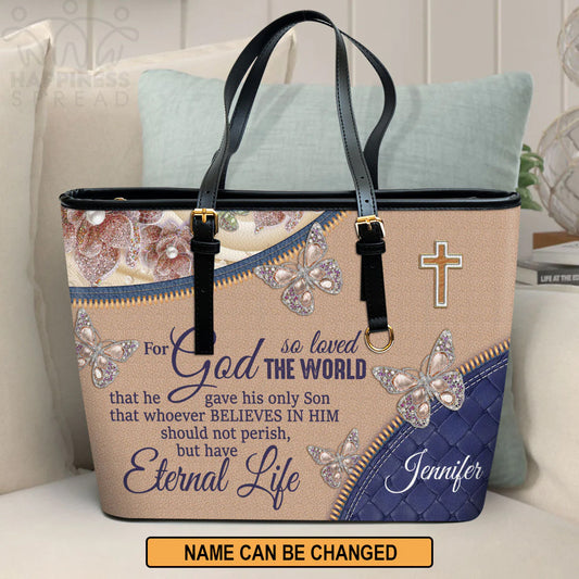 Christianart Handbag, Personalized Hand Bag, For God So Loved The World, Personalized Gifts, Gifts for Women. - Christian Art Bag