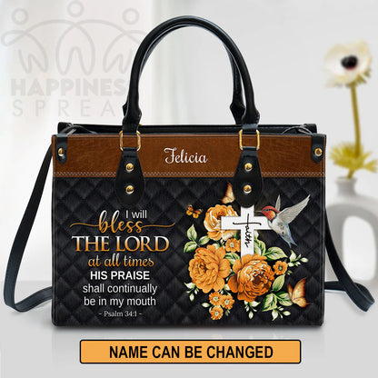 Christianart Handbag, Personalized Hand Bag, I Will Bless The Lord At All Times, Personalized Gifts, Gifts for Women. - Christian Art Bag