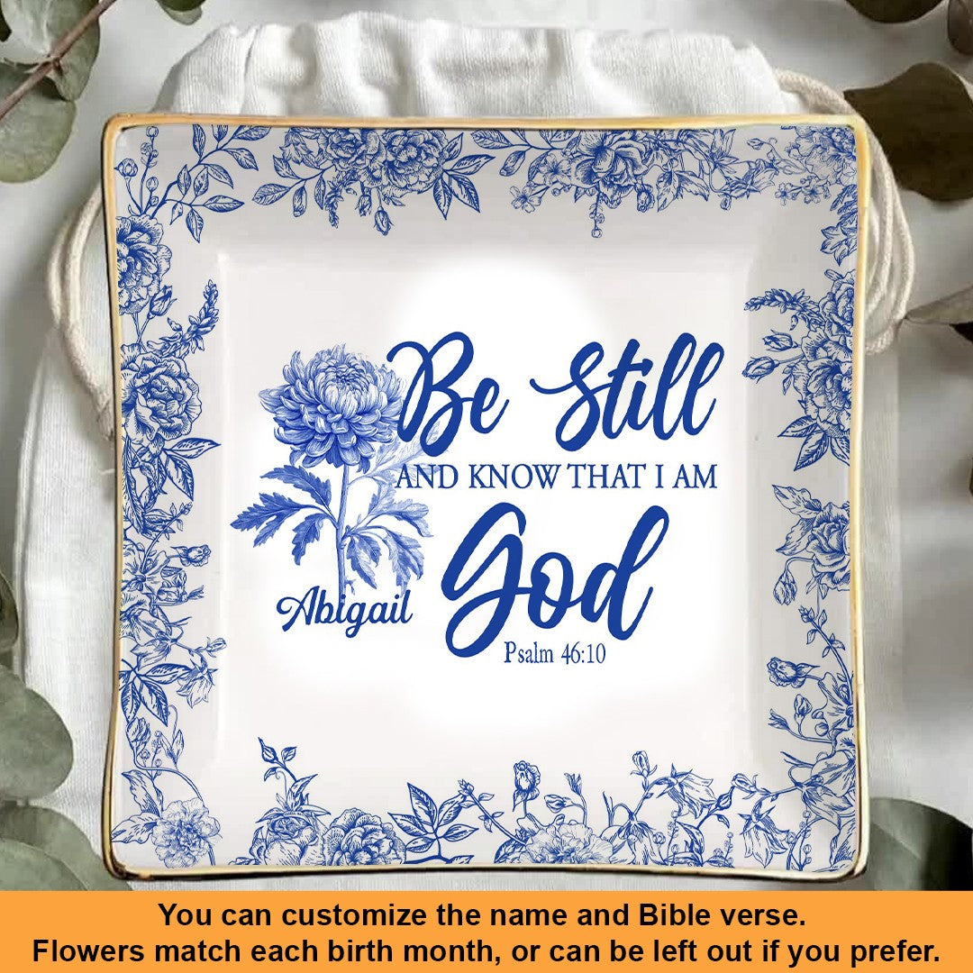 Personalized Bible Verse Plate with Name & Birth Month Flowers – Christian Gift