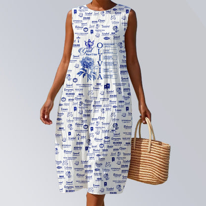 Personalized Christian Maxi Dress with Name, Bible Verses & Birth Month Flowers – Faith-Inspired Summer Outfit