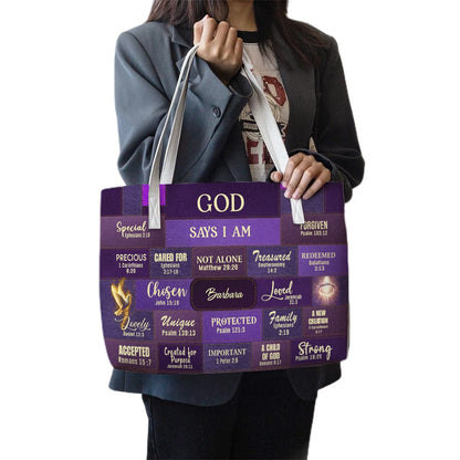 Personalized Christian Handbag – God Says I Am Scripture Purse with Bible Verses | CHRISTIANARTBAG