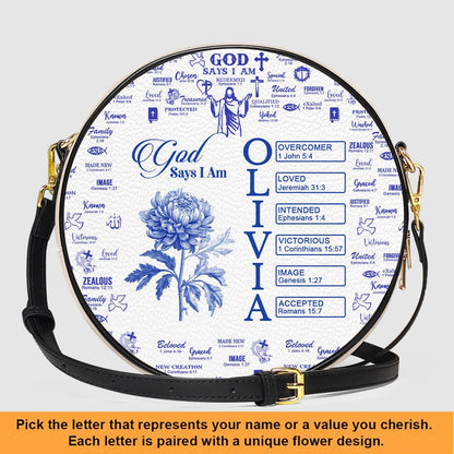 Personalized Leather Circle Bag with Bible Verses & Name Letters – CHRISTIANARTBAG