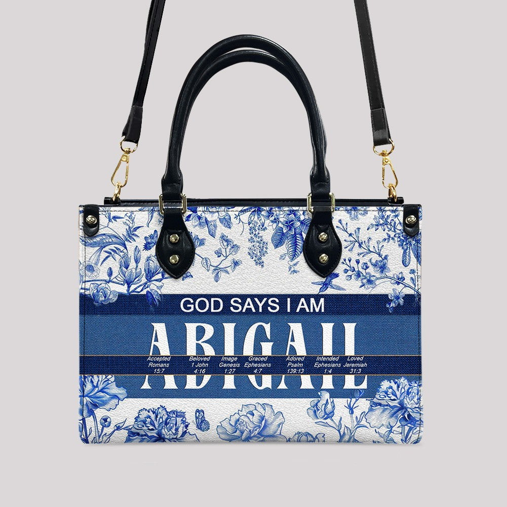 Personalized Leather Handbag with Custom Name & Bible Verse Meaning – Christian Tote Bag