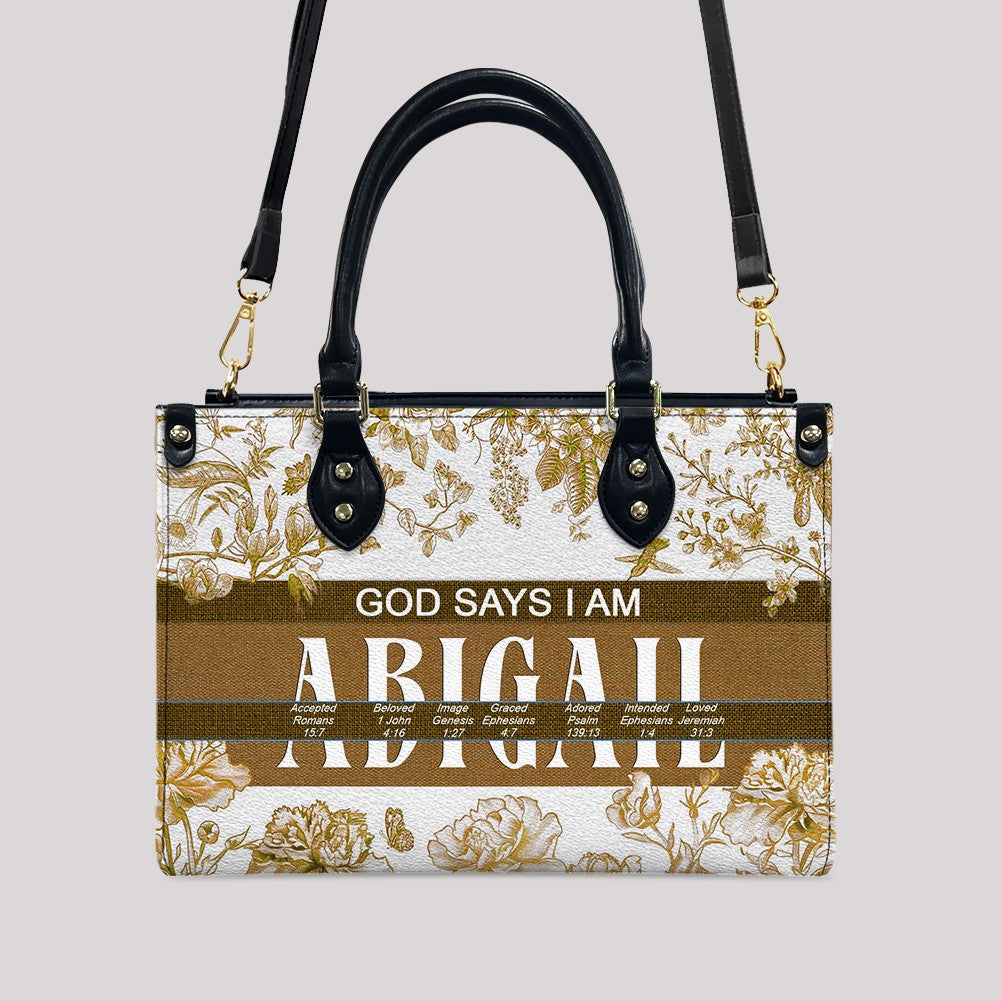 Personalized Leather Handbag with Custom Name & Bible Verse Meaning – Christian Tote Bag