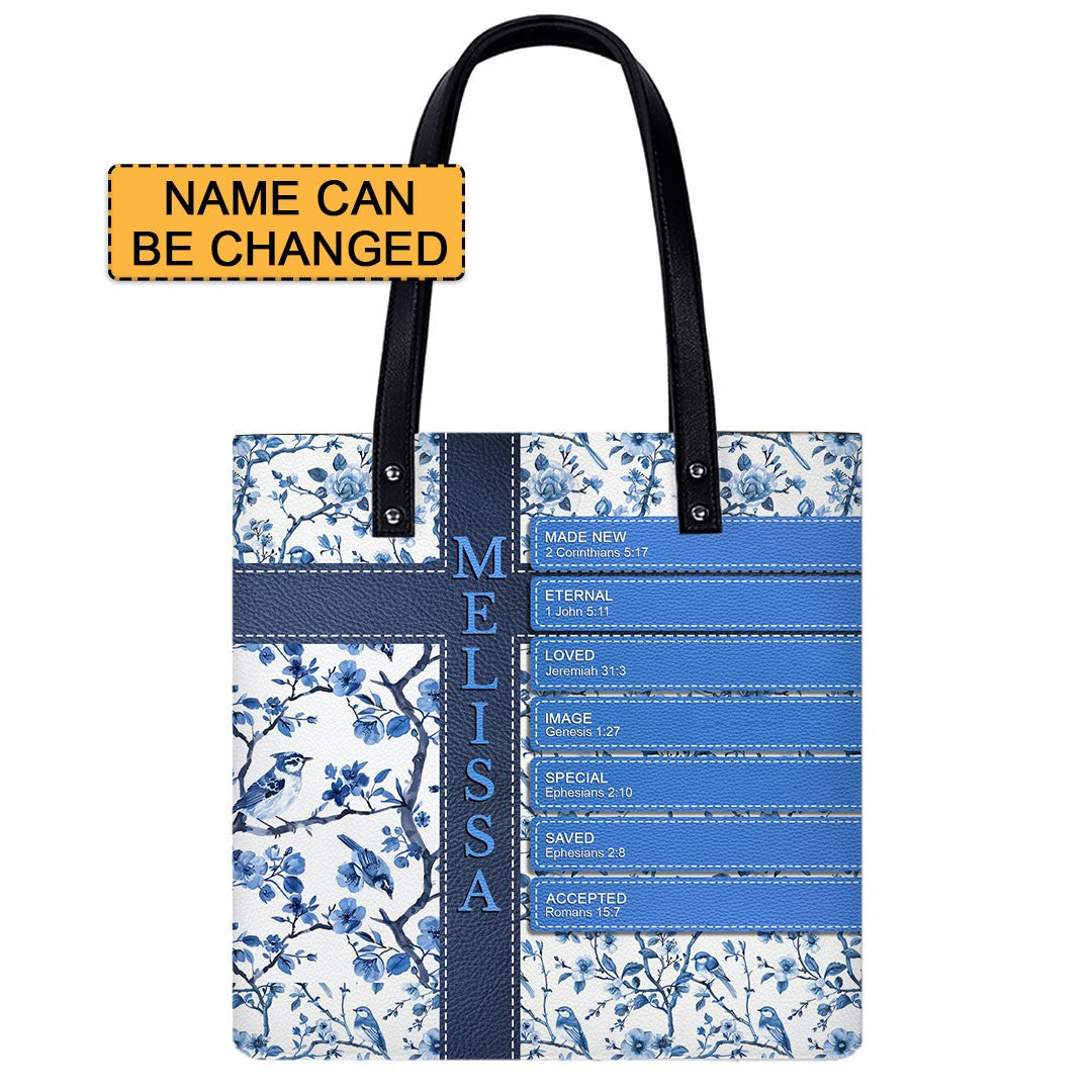 Personalized Leather Handbag – Custom Name with Each Letter Matched to a Unique Bible Verse