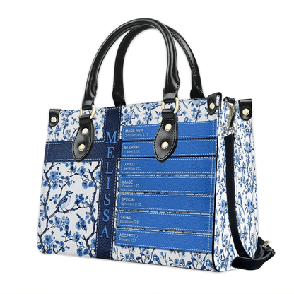 Personalized Leather Handbag – Custom Name with Each Letter Matched to a Unique Bible Verse