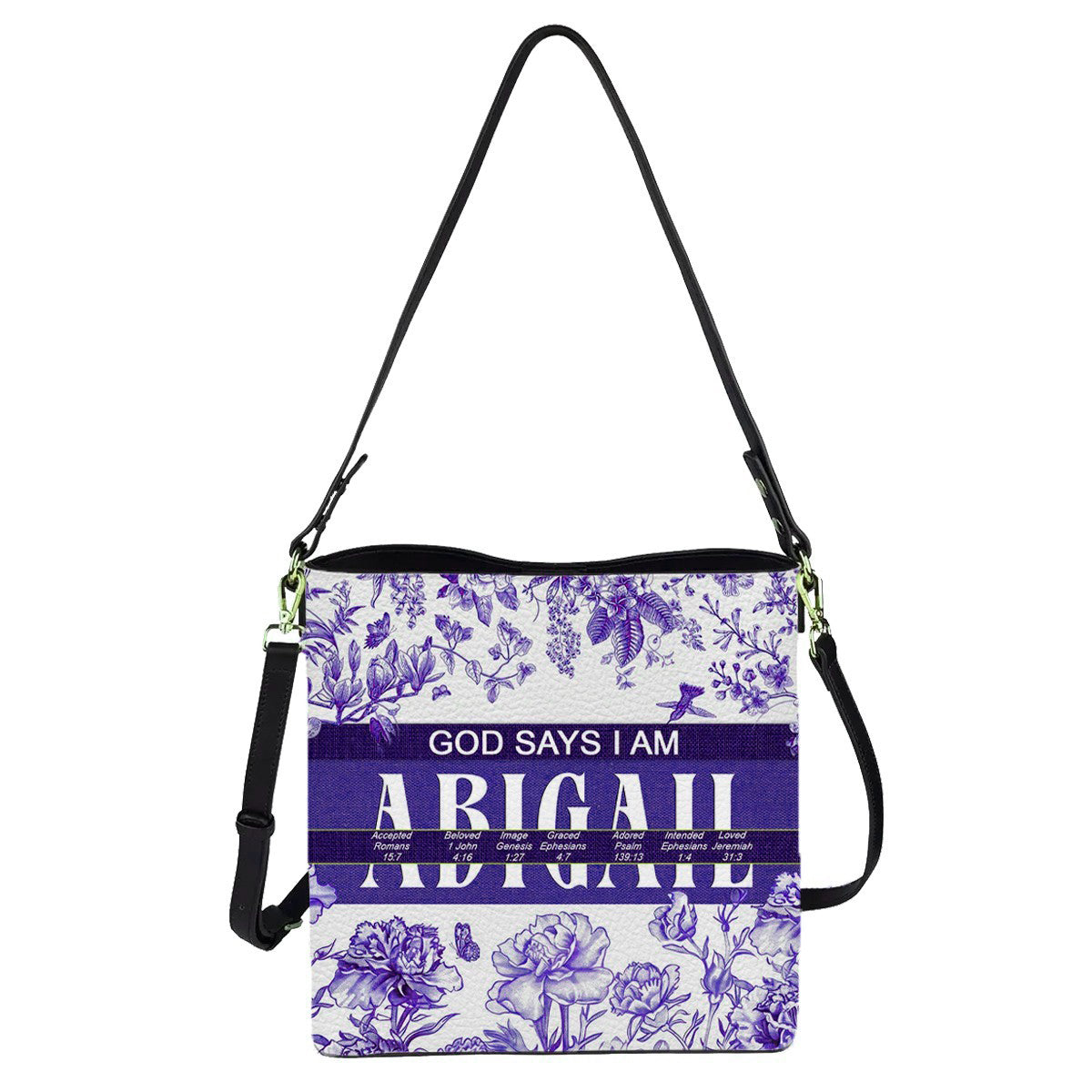 Personalized Christian Bucket Bag – Personalized Leather Bucket Bag with Custom Name & Bible Verse Meaning