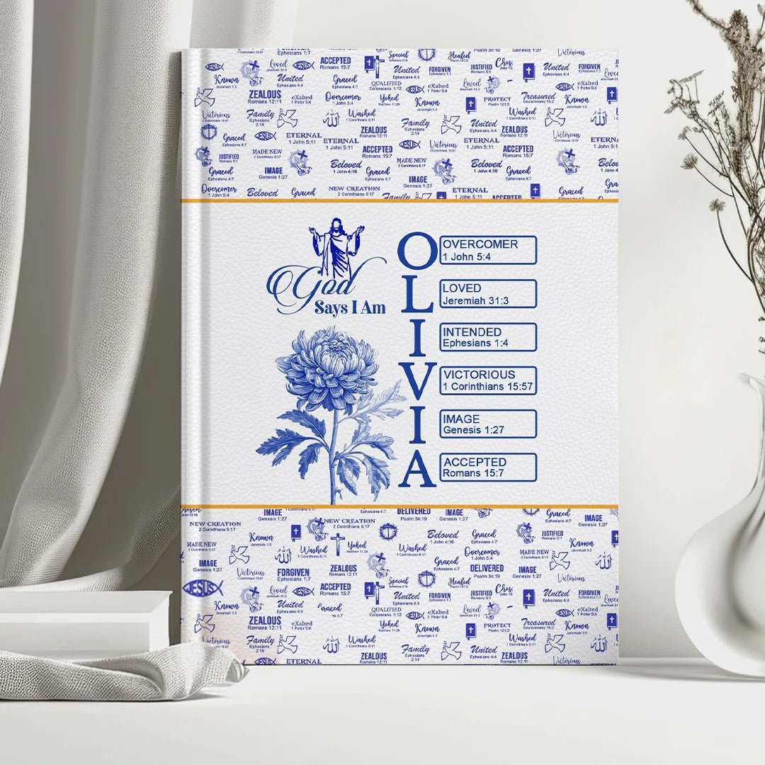 Personalized Leather Notebook with Bible Verses and Birth Month Flowers – Custom Christian Gift