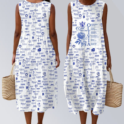 Personalized Christian Maxi Dress with Name, Bible Verses & Birth Month Flowers – Faith-Inspired Summer Outfit