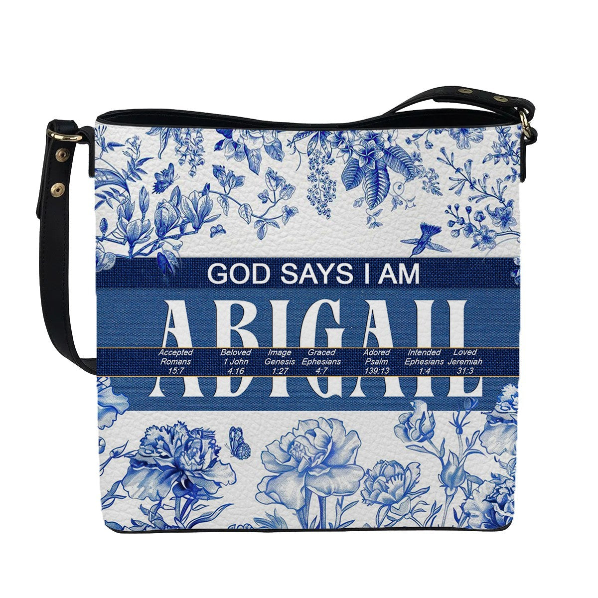 Personalized Christian Bucket Bag – Personalized Leather Bucket Bag with Custom Name & Bible Verse Meaning