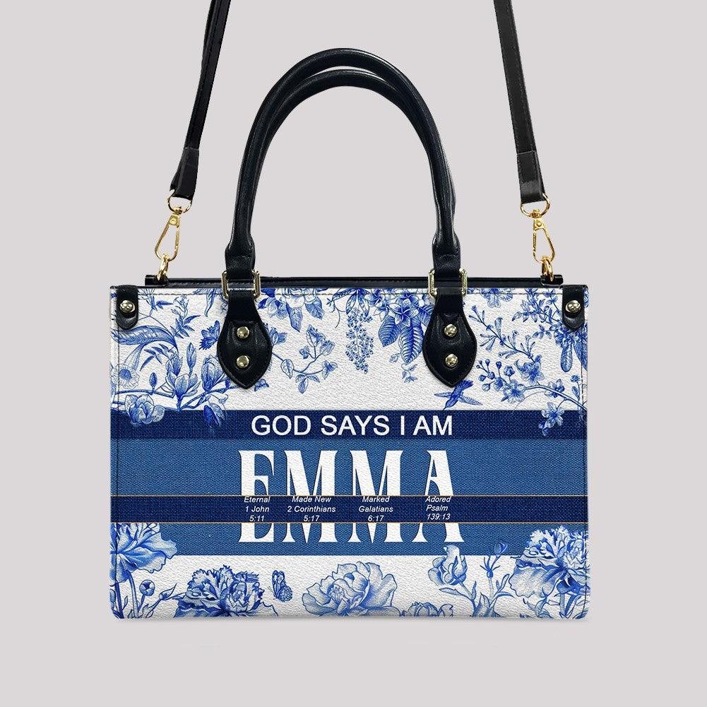 Personalized Leather Handbag with Custom Name & Bible Verse Meaning – Christian Tote Bag