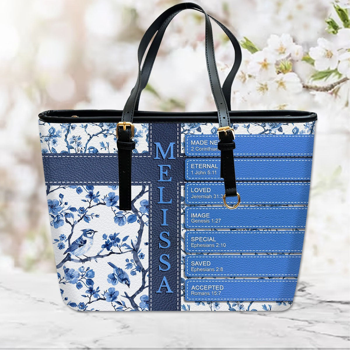 Personalized Leather Handbag – Custom Name with Each Letter Matched to a Unique Bible Verse