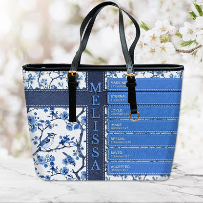 Personalized Leather Handbag – Custom Name with Each Letter Matched to a Unique Bible Verse