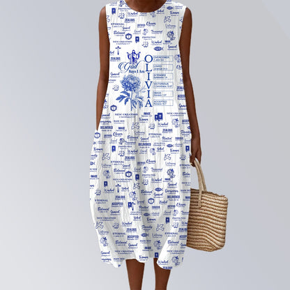 Personalized Christian Maxi Dress with Name, Bible Verses & Birth Month Flowers – Faith-Inspired Summer Outfit
