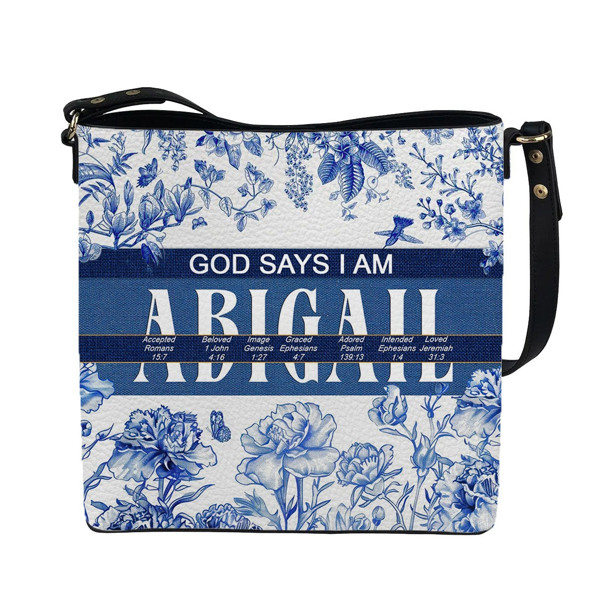 Personalized Christian Bucket Bag – Personalized Leather Bucket Bag with Custom Name & Bible Verse Meaning