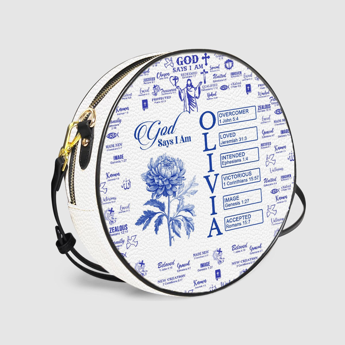 Personalized Leather Circle Bag with Bible Verses & Name Letters – CHRISTIANARTBAG