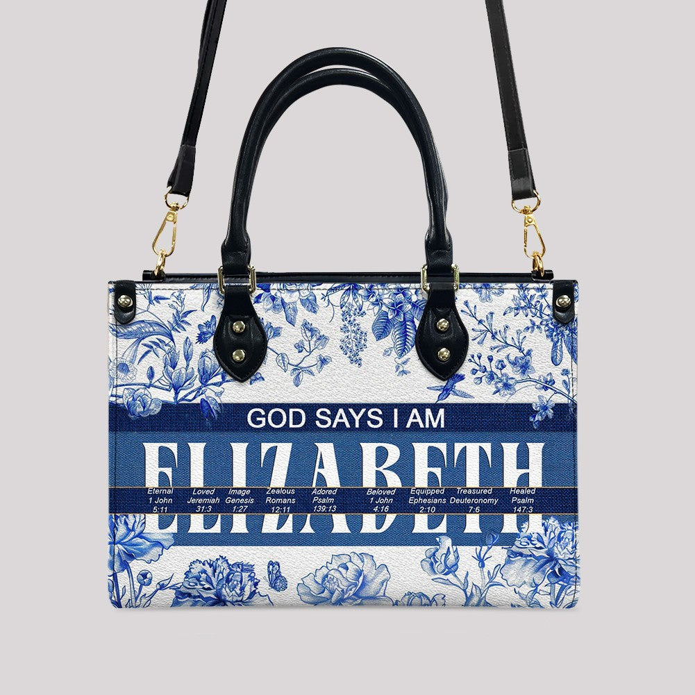 Personalized Leather Handbag with Custom Name & Bible Verse Meaning – Christian Tote Bag
