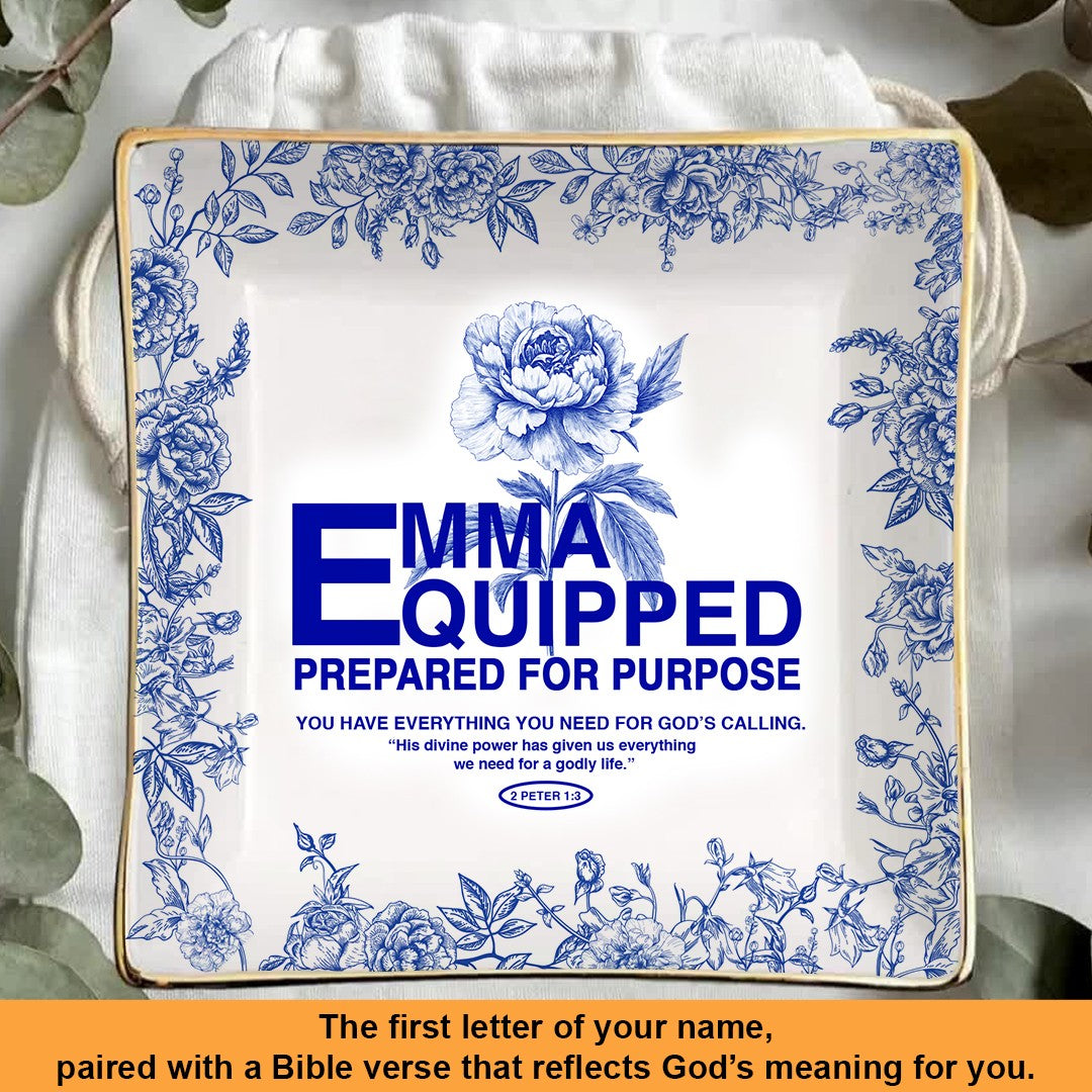 Personalized Jewelry Dish – Custom Name Ring Dish with Floral Design, Gift for Women