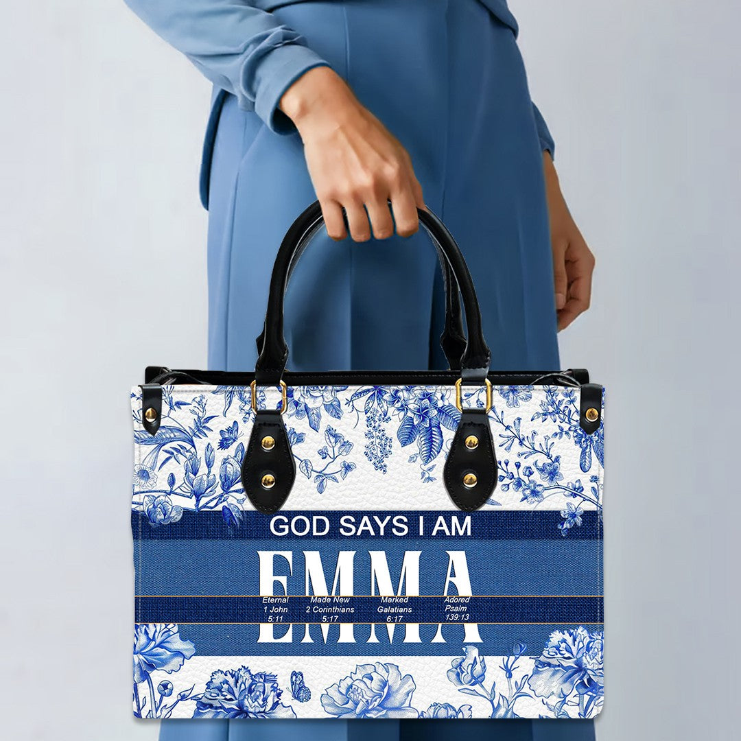 Personalized Leather Handbag with Custom Name & Bible Verse Meaning – Christian Tote Bag