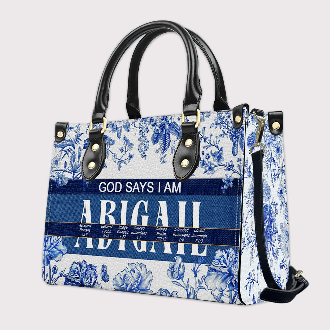 Personalized Leather Handbag with Custom Name & Bible Verse Meaning – Christian Tote Bag