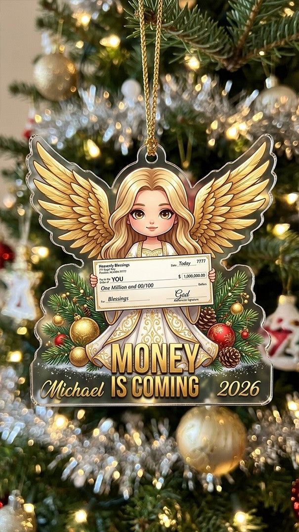 CHRISTIANARTBAG Personalized Angel Acrylic Ornament, Custom Name & Year Faith Christmas Tree Hanging Decor, Religious Holiday Gift CA01100726