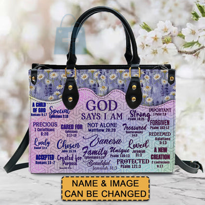 Christianartbag Handbags, God Says I Am, Handbag Design, Monogram Leather Handbag, Gifts for Women, CABLTB231223. - Christian Art Bag