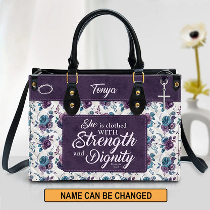 Christianart Handbag, She Is Clothed With Strength and Dignity, Personalized Gifts, Gifts for Women. - Christian Art Bag