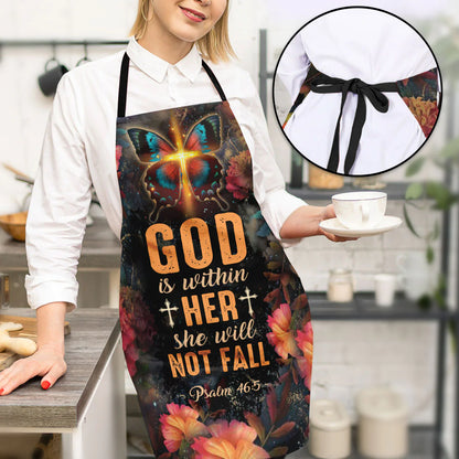 Christianartbag Apron, Blessed Are The Pure In Heart Flower And Butterfly Matthew 5:8, Apron for Women, Gift For Women, Christmas Gift, - Christian Art Bag