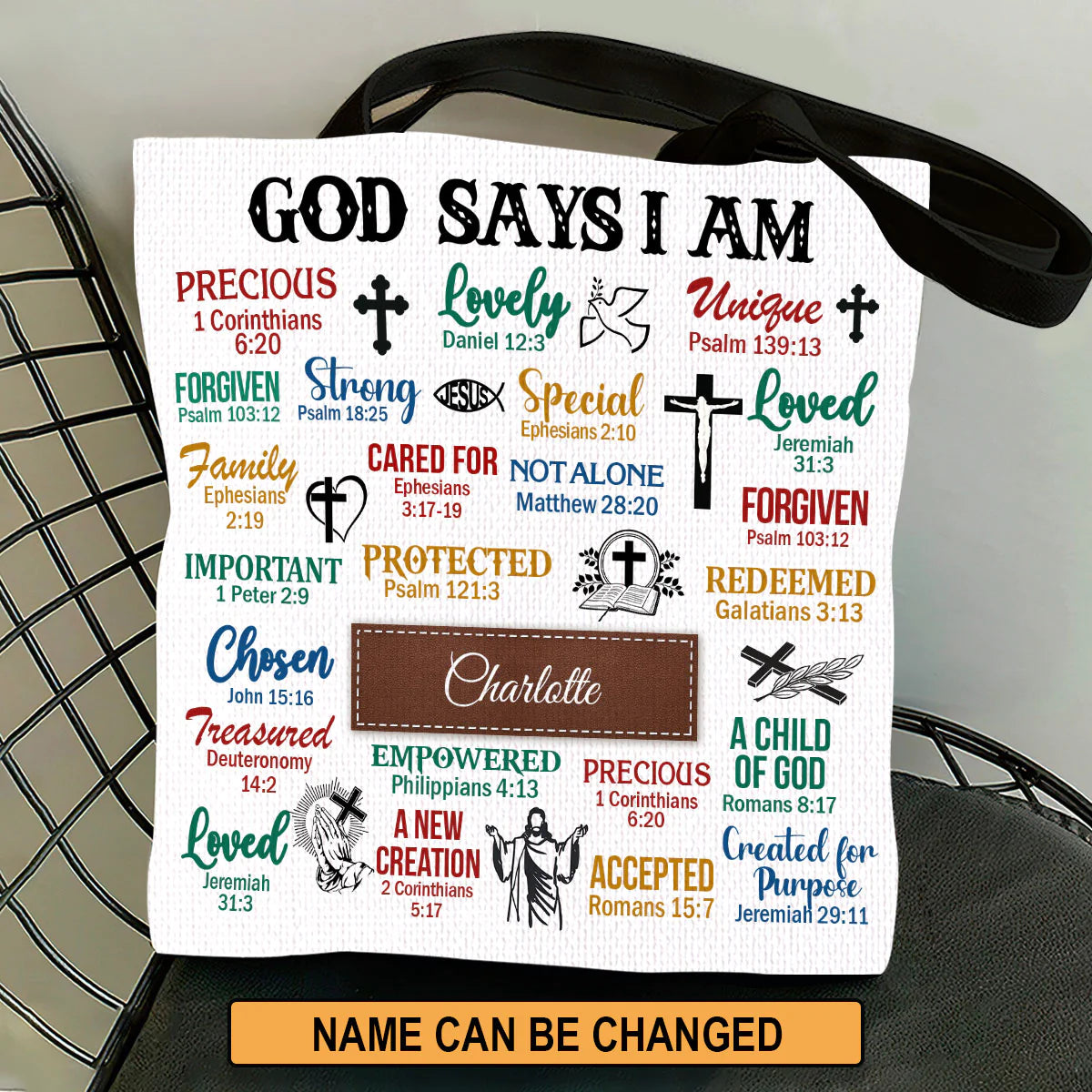 Christianart Handbag, Personalized Hand Bag, What God Says About You, Personalized Gifts, Gifts for Women. - Christian Art Bag