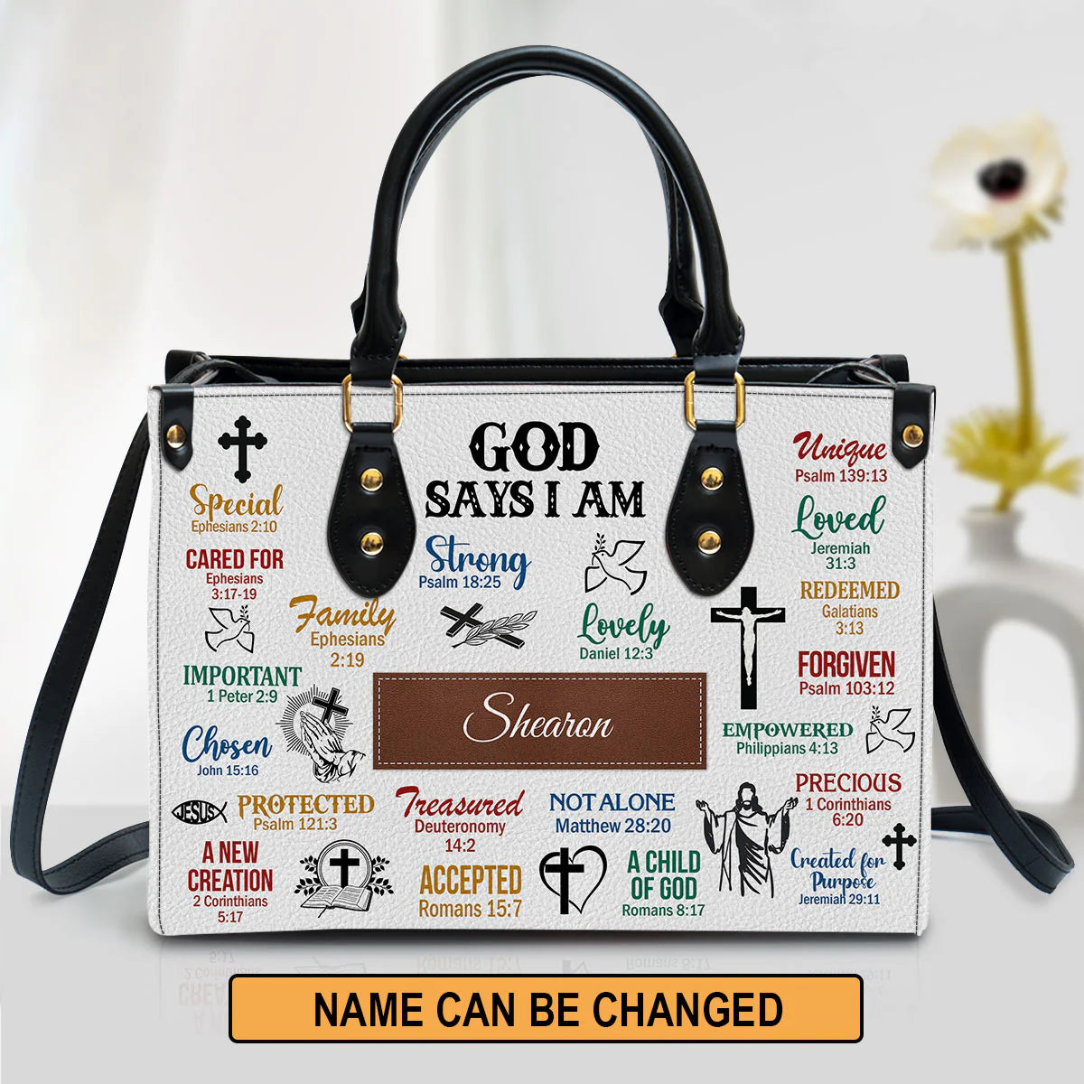 Christianart Handbag, Personalized Hand Bag, What God Says About You, Personalized Gifts, Gifts for Women. - Christian Art Bag