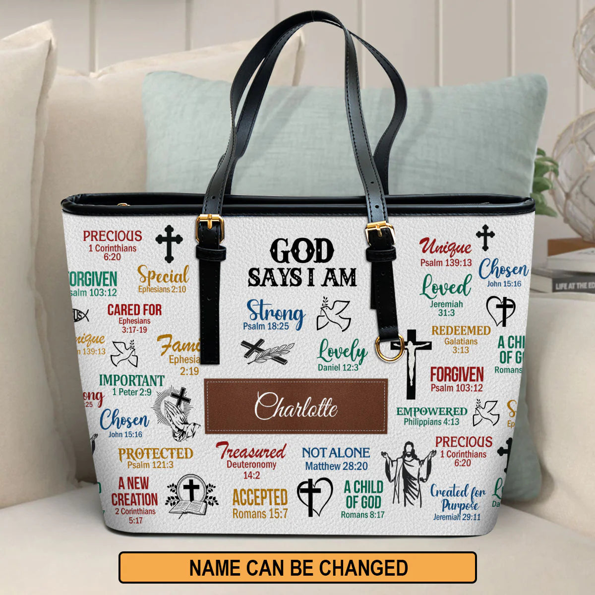 Christianart Handbag, Personalized Hand Bag, What God Says About You, Personalized Gifts, Gifts for Women. - Christian Art Bag