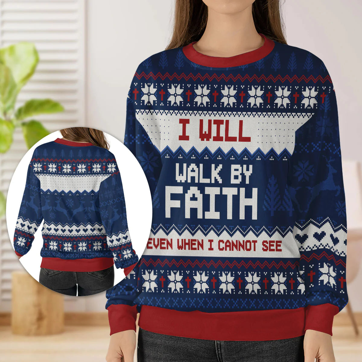 Christianartbag 3D Sweater, I Will Walk By Faith Even When Cannot See | 2 Corinthians 5:7, Unisex Sweater, Christmas Gift. - Christian Art Bag