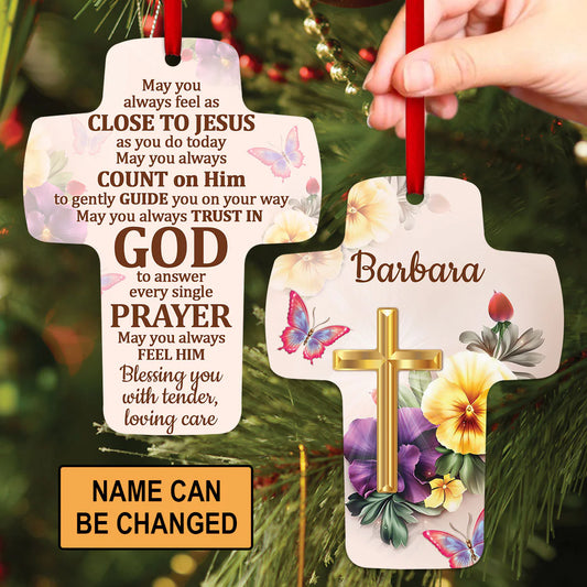 Christianartbag Ornament, Blessing You With Tender, Cross And Flower, Christmas Ornament, Christmas Gift, Personalized Ornament. - Christian Art Bag