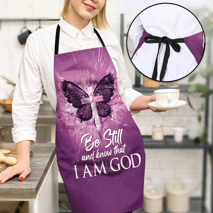 Christianartbag Apron, Be Still And Know That I Am God, Butterfly And Cross, Apron for Women, Gift For Women, Christmas Gift, - Christian Art Bag