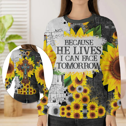 Christianartbag 3D Sweater, Because He Lives I Can Face Tomorrow, Unisex Sweater, Christmas Gift. - Christian Art Bag