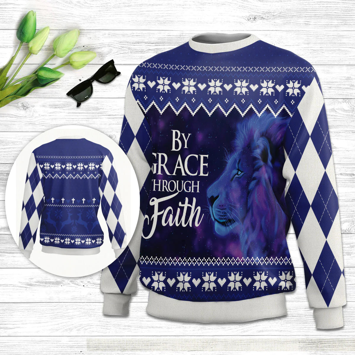 Christianartbag 3D Sweater, By Grace Through Faith Ephesians 2:8, Unisex Sweater, Christmas Gift. - Christian Art Bag