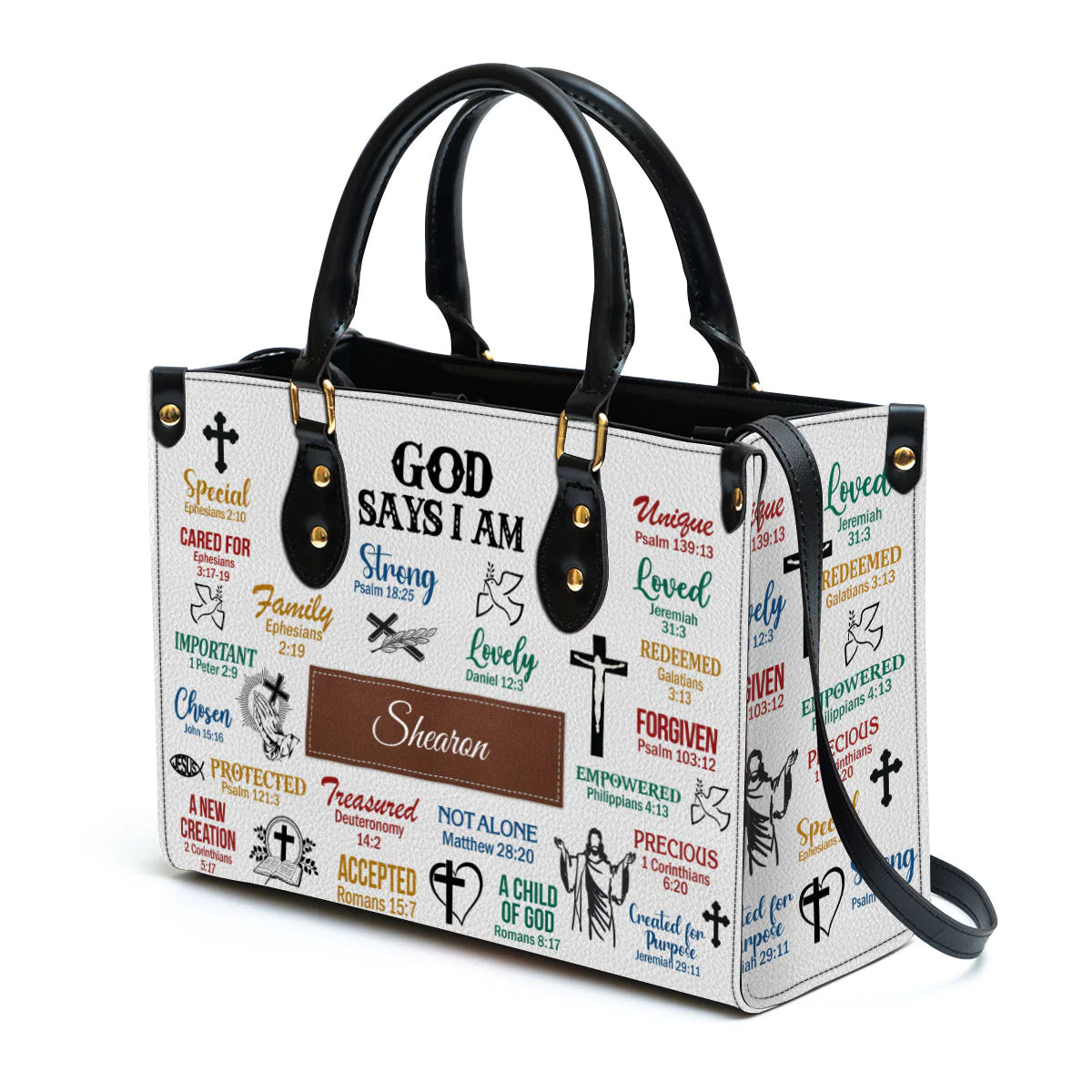 Christianart Handbag, Personalized Hand Bag, What God Says About You, Personalized Gifts, Gifts for Women. - Christian Art Bag