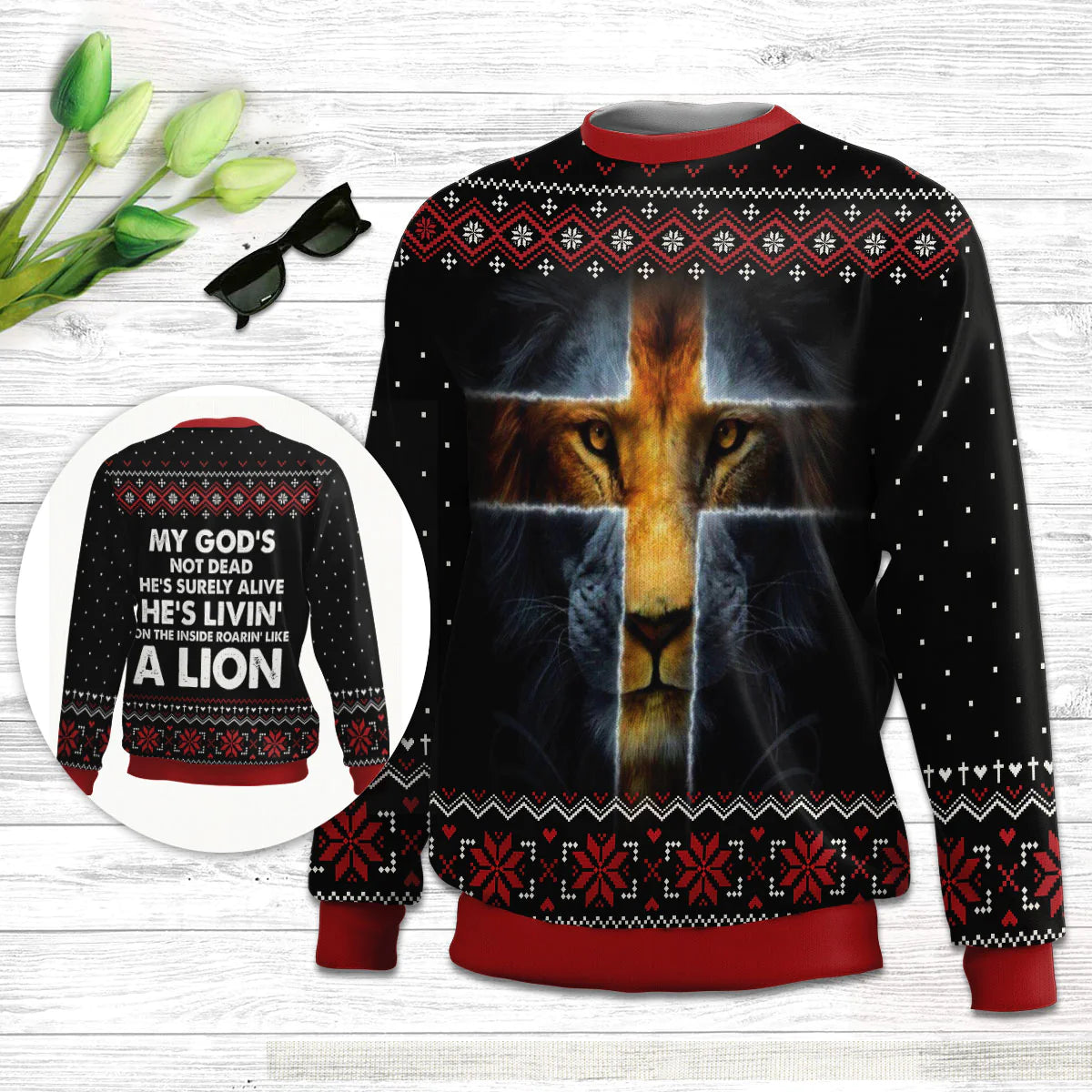 Christianartbag 3D Sweater, My God‘s Not Dead, He’s Surely Alive, Unisex Sweater, Christmas Gift. - Christian Art Bag