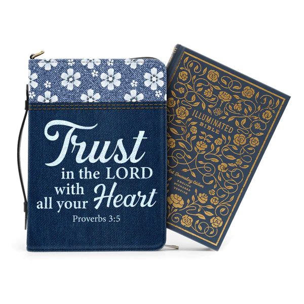 Christianartbag Bible Cover, Trust In The Lord With All Your Heart Daisy Flower Bible Cover, Personalized Bible Cover, CABBBCV08030823. - Christian Art Bag