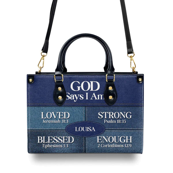 Christianartbag Handbags, God Says I Am Blessed Ephesians 1:3 Leather Bags, Personalized Bags, Gifts for Women, Christmas Gift, CABLTB08290723. - Christian Art Bag