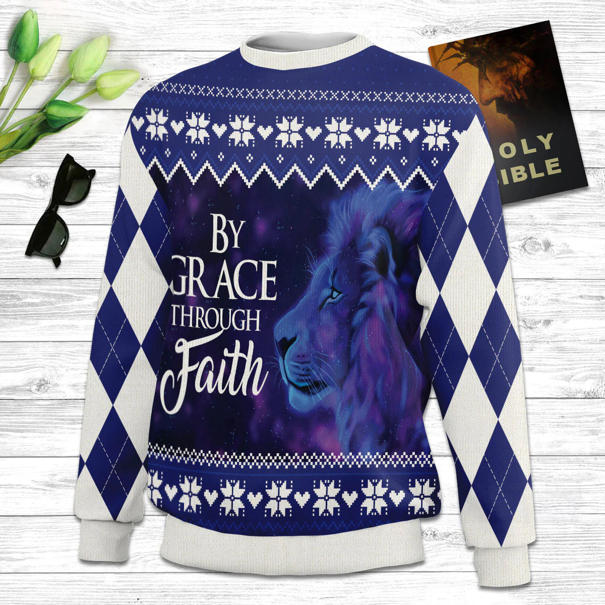 Christianartbag 3D Sweater, By Grace Through Faith Ephesians 2:8, Unisex Sweater, Christmas Gift. - Christian Art Bag