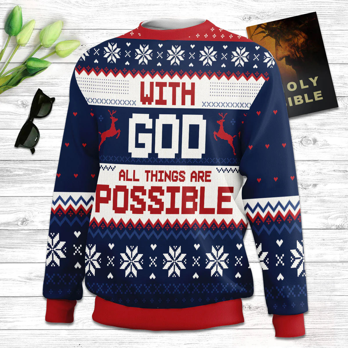 Christianartbag 3D Sweater, With God All Things Are Possible Matthew 19:26, Unisex Sweater, Christmas Gift. - Christian Art Bag