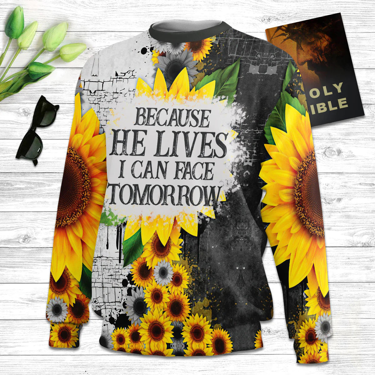 Christianartbag 3D Sweater, Because He Lives I Can Face Tomorrow, Unisex Sweater, Christmas Gift. - Christian Art Bag