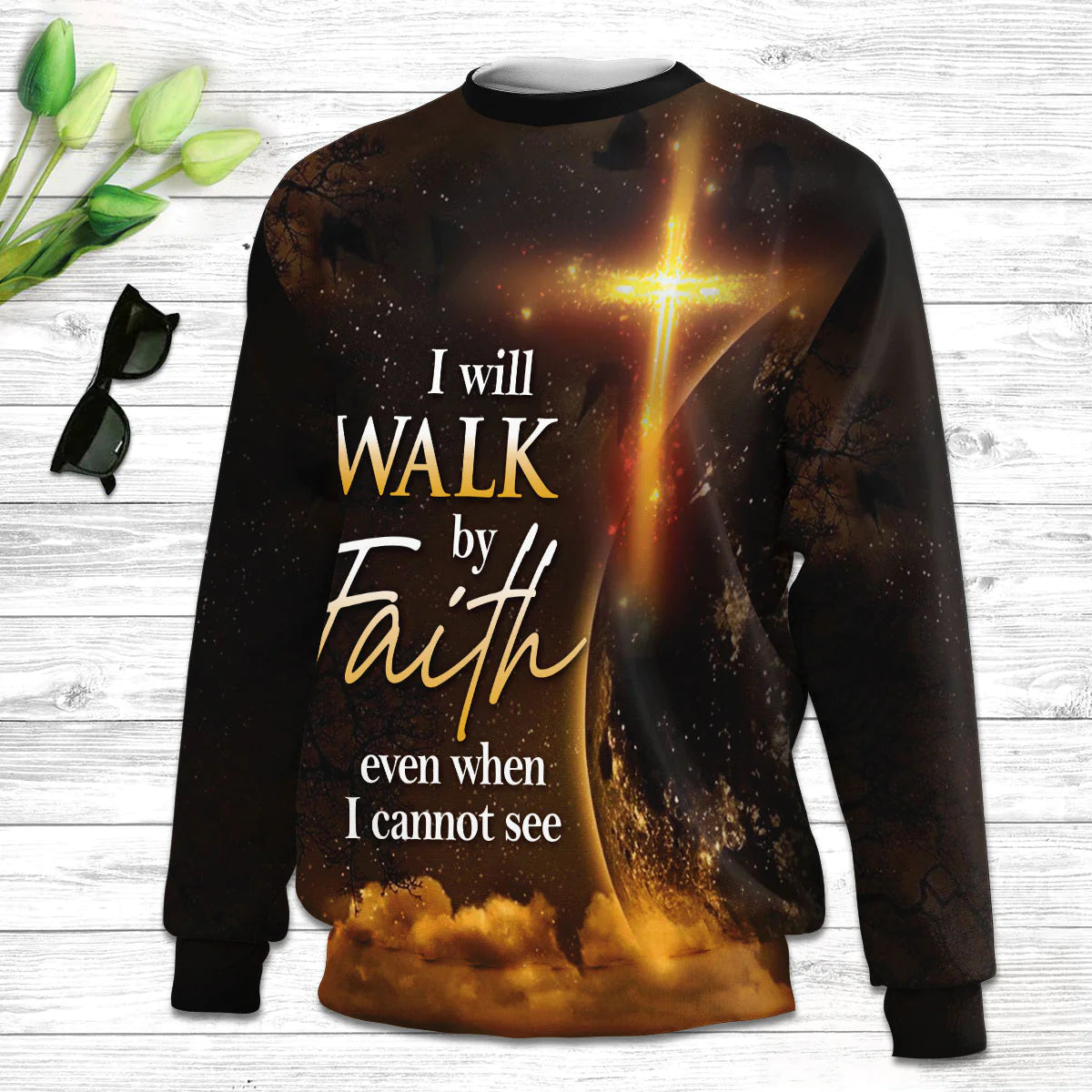 Christianartbag 3D Sweater, I Will Walk By Faith Even When Cannot See Lion, Unisex Sweater, Christmas Gift. - Christian Art Bag