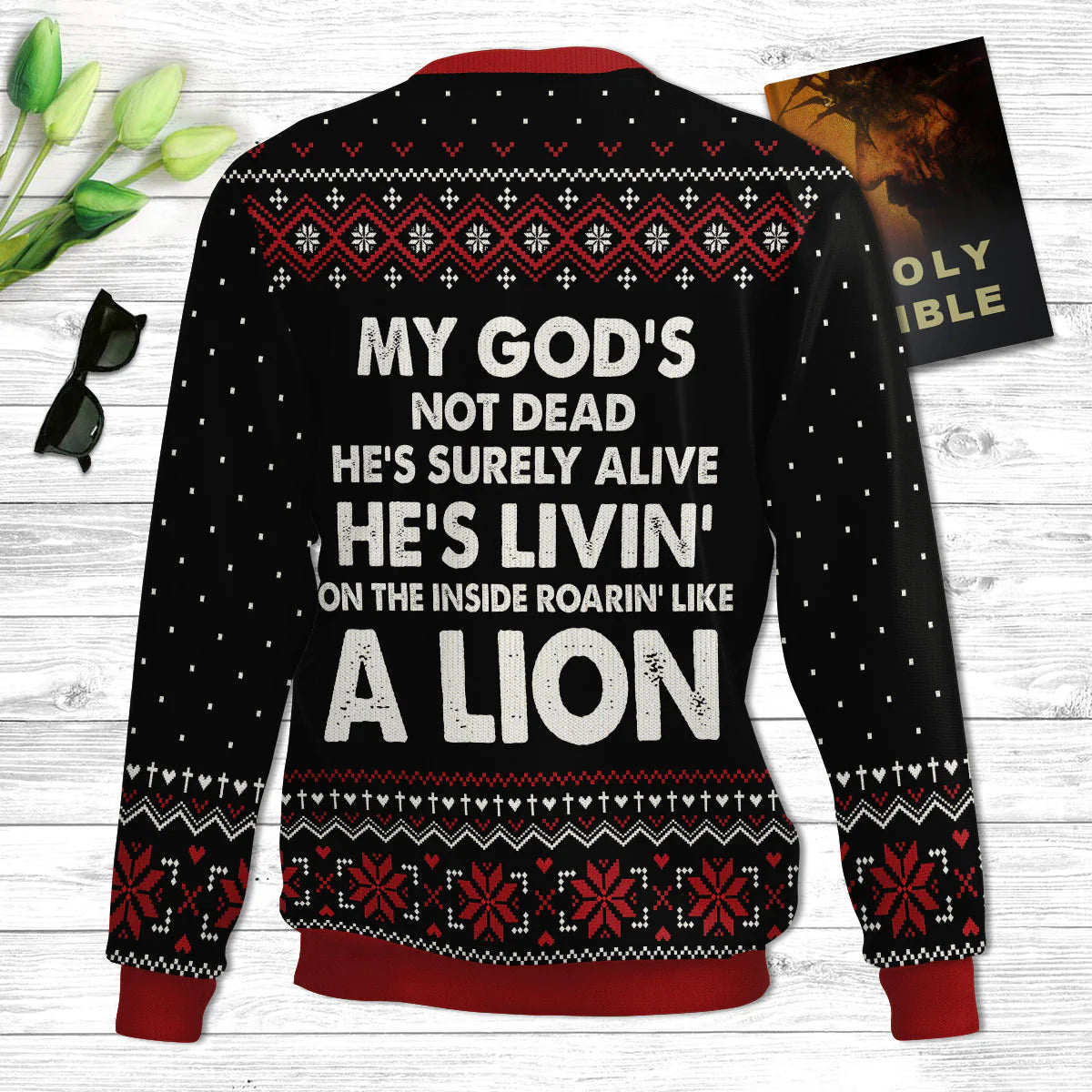 Christianartbag 3D Sweater, My God‘s Not Dead, He’s Surely Alive, Unisex Sweater, Christmas Gift. - Christian Art Bag