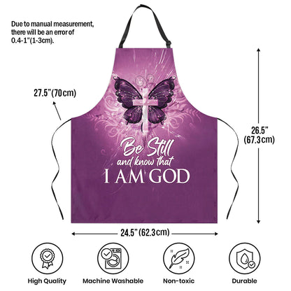 Christianartbag Apron, Be Still And Know That I Am God, Butterfly And Cross, Apron for Women, Gift For Women, Christmas Gift, - Christian Art Bag