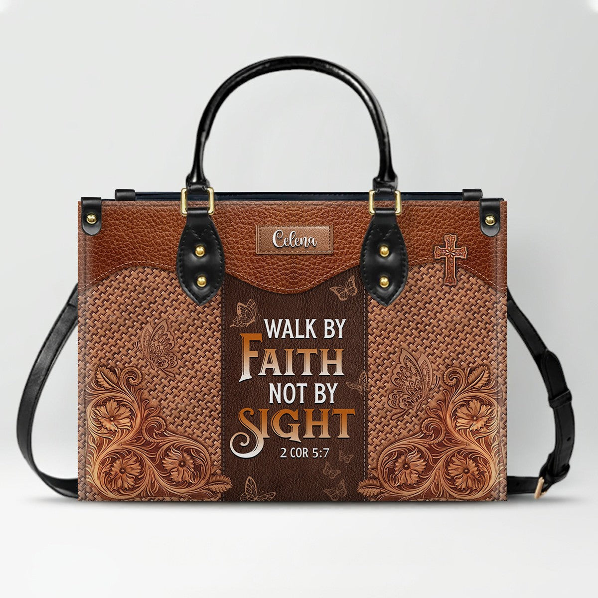 Personalized Leather Handbag with Custom Bible Verse – CHRISTIANARTBAG Christian Gift for Women