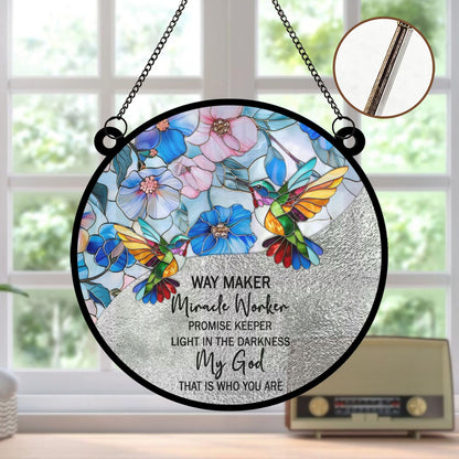 Personalized Christian Suncatcher – Acrylic & Wood Window Hanging Ornament with Bible Verse | CHRISTIANARTBAG