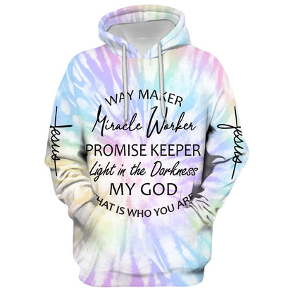 Christianartbag Clothing, Way Maker Miracle Worker Promise Keeper Light In The Darkness My God, Christian 3D Hoodie, Christian 3D Sweater, Personalized Hoodies. - Christian Art Bag